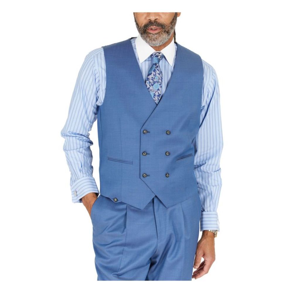 TAYION BY MONTEE HOLLAND Mens Blue Double Breasted Suit Separate Blazer L